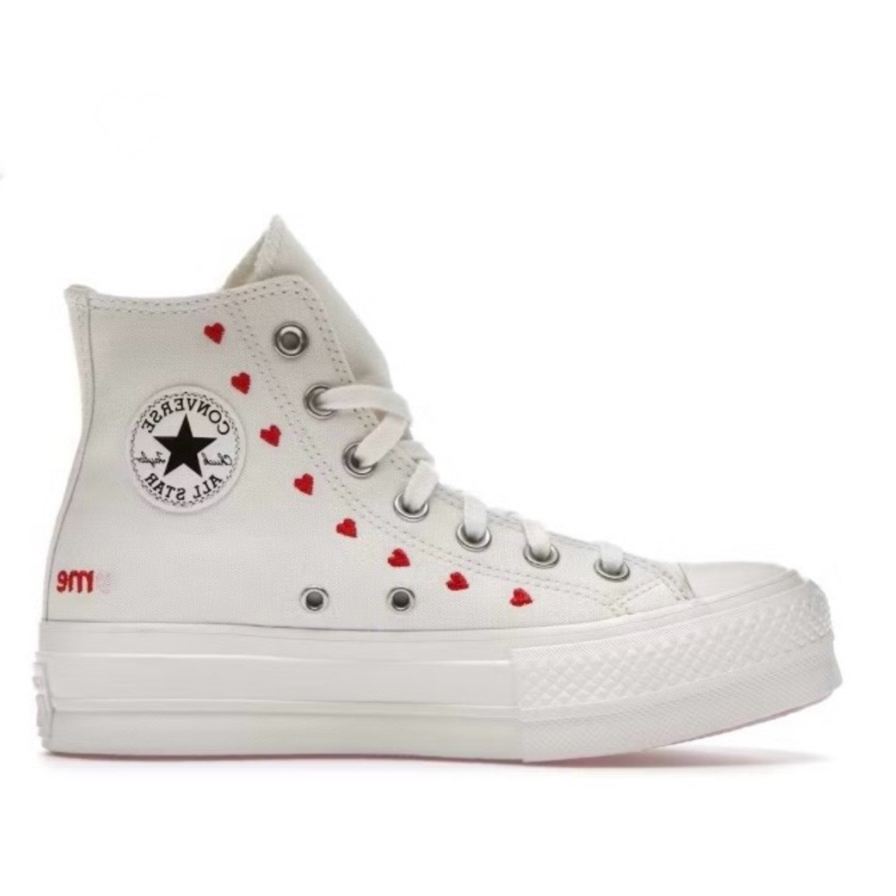 Converse Chuck Taylor All Star Love Me White Red Hearts High Top Platform Rare 7